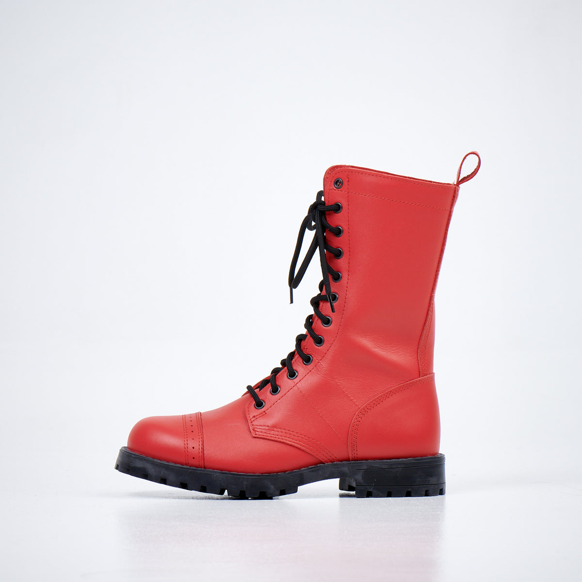 Samelin 516 hoher Aviator-Stiefel rot, Leder – Seitenansicht