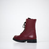 Samelin 511 gefütterte Punk-Boots bordeaux mit Reißverschluss – Seitenansicht, anderer Winkel