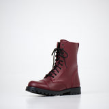 Samelin 511 gefütterte Punk-Boots bordeaux mit Reißverschluss, warmes Futter – Seitenansicht