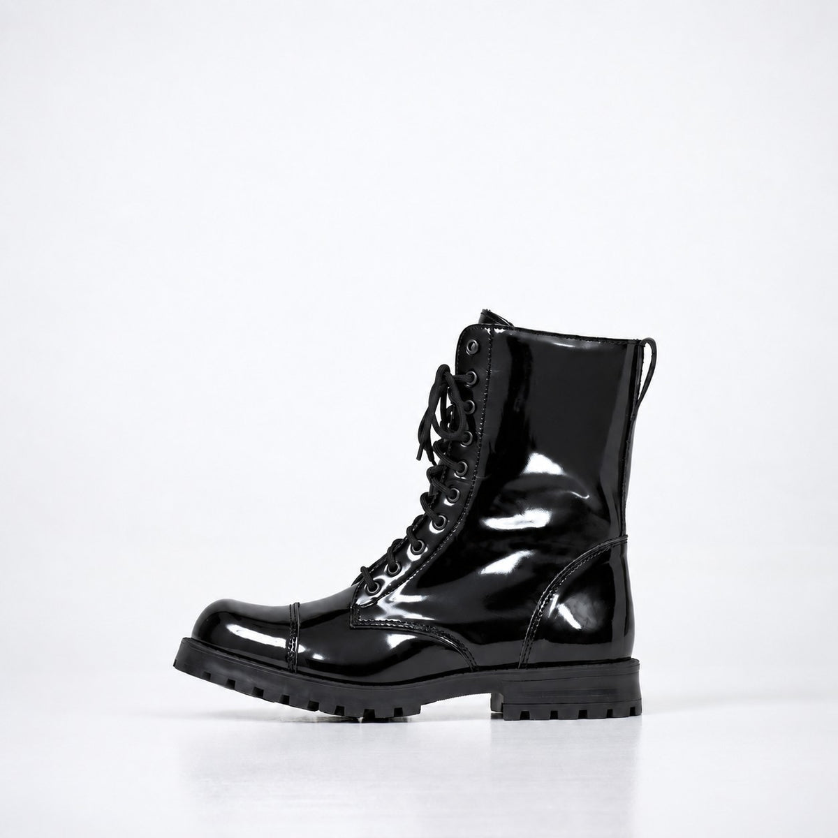 Samelin 511 punk boots black with zipper, patent leather – side view