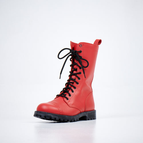 Samelin 516 hoher Aviator-Stiefel rot – Ansicht schräg von vorne