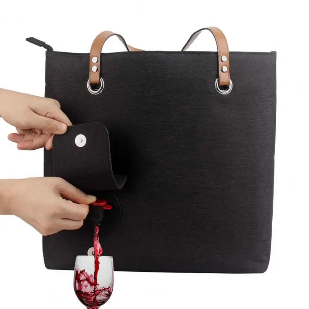 Wine Bag Portable Wine Tote with Hidden Pouch Spout for Beach Travel Picnic Camping Leakproof Wine Bag Dispenser for Outdoor