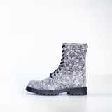 Samelin 511 Punk-Boots mit grauem Blumenmuster, Leder – Seitenansicht