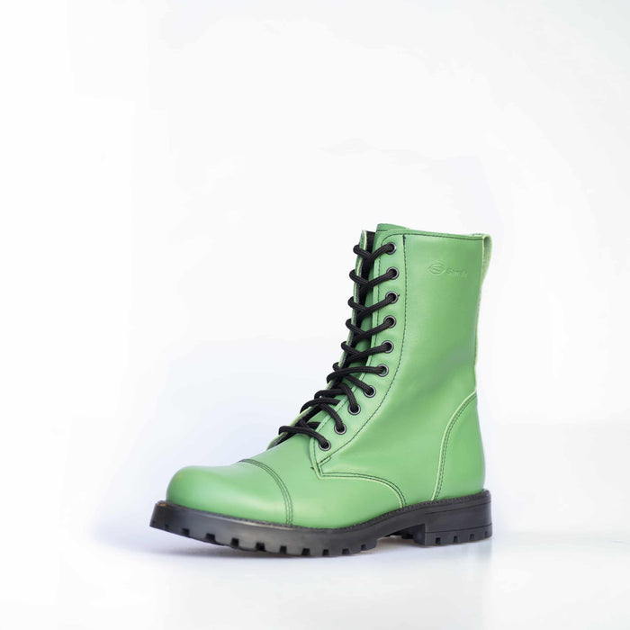 Combat Boots Samelin 511 Appelgroen – Punkstijl Leren Veterlaarzen, Unisex